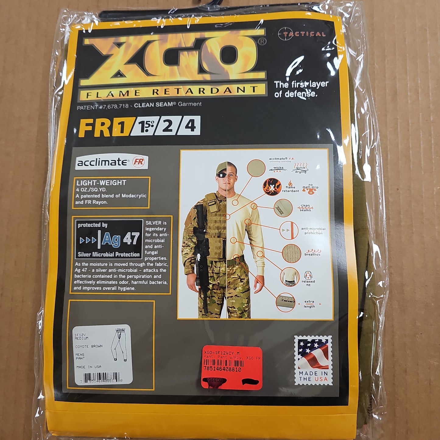 XGO Fire Retardant Pant w/Fly XGO FR Level 1, Coyote, Medium 1F12V-COY-M