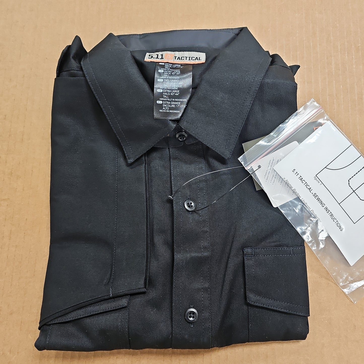 Shirt:Men's PDU Class A,Twill, S/S,Black, X-Large/Long 71183-019-XL-T