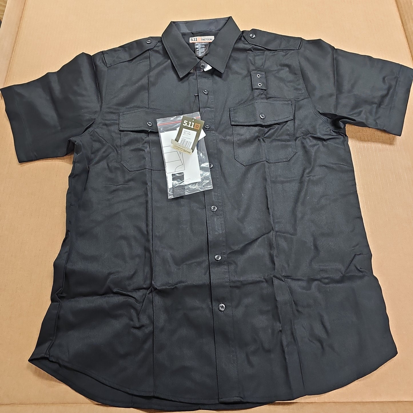 Shirt:Men's PDU Class A,Twill, S/S,Black, X-Large/Long 71183-019-XL-T