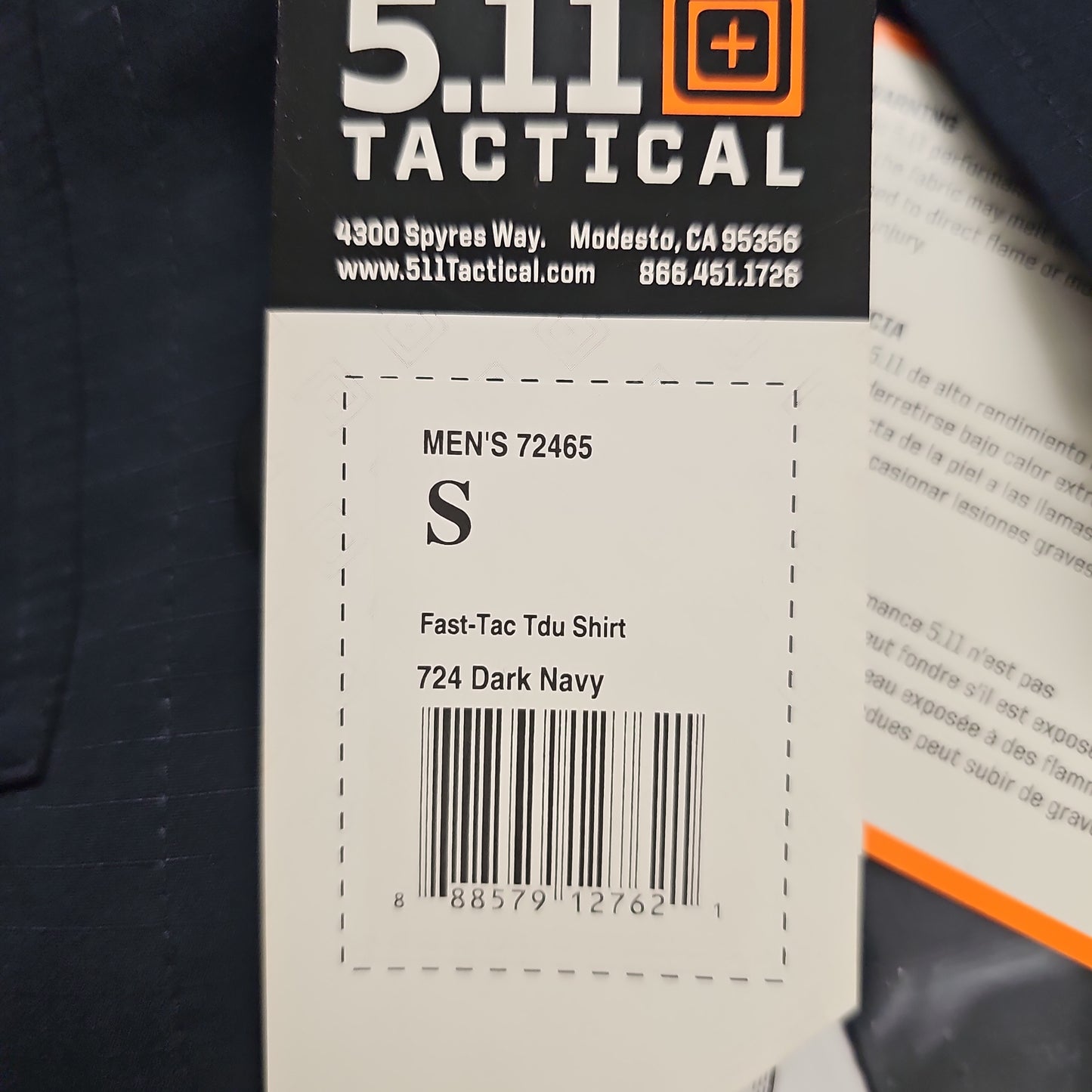 Shirt: Fast-Tac TDU Dark Navy, S 72465-724-S