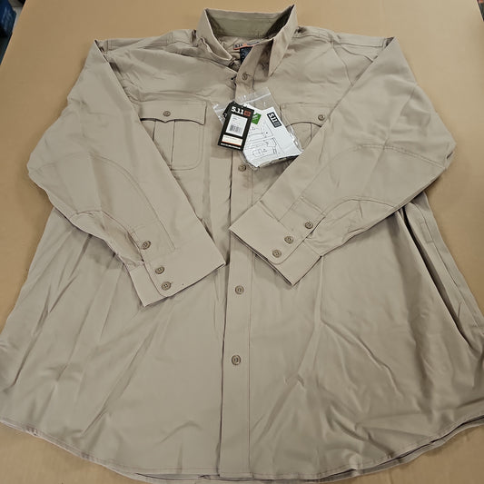 Shirt: Twill L/S FT PW CL-A Silver Tan, 4X/L 72487-160-4X-L