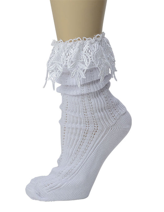 Lacy Slouch Socks White 35130