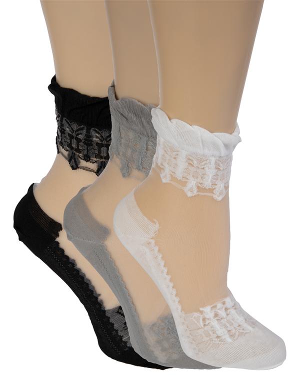 Sheer Stockings (black Gray Ivory) (3 Pairs) 30977