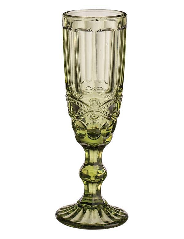 Green Garland Flute Glasses (set Of 4) 32994