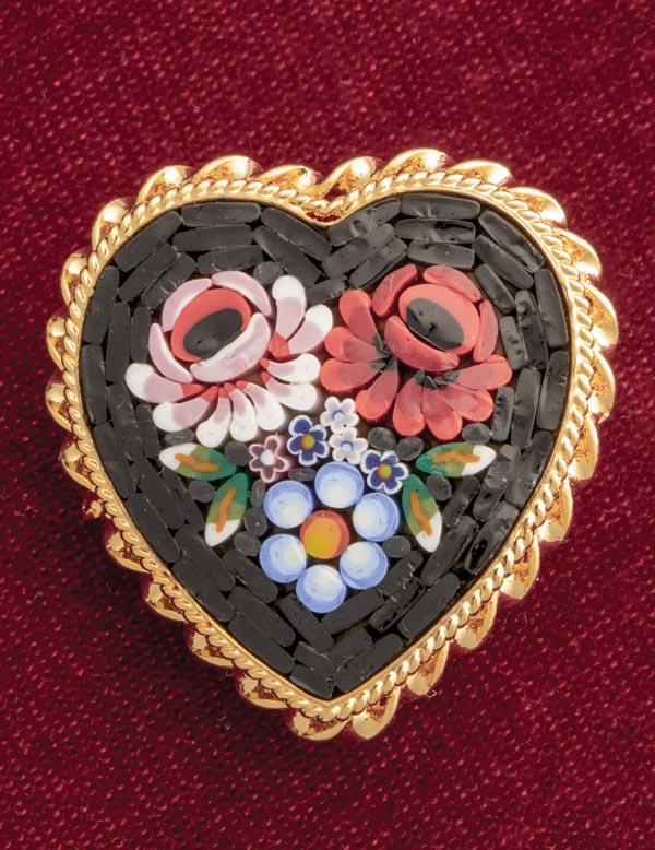 Florentine Mosaic Heart Brooch 33313
