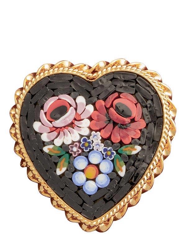 Florentine Mosaic Heart Brooch 33313