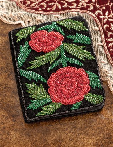 Beaded Rose Passport Holder 33954 by Victorian Trading Co