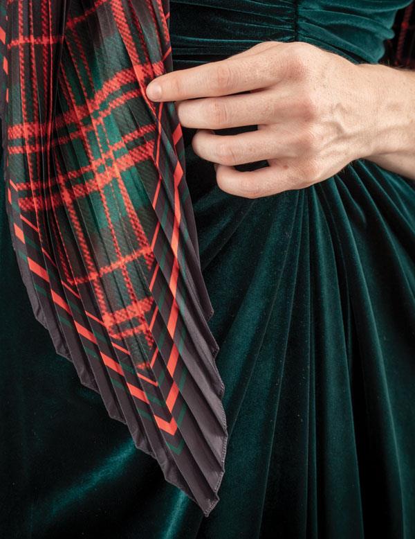 Pleated Red Tartan Scarf 34023 by Victorian Trading Co