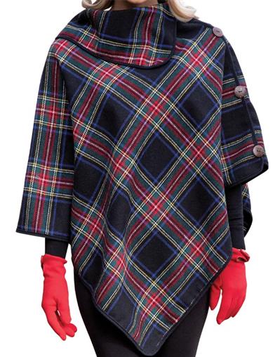 Highlands Twill Plaid Poncho 34054 by Victorian Trading Co