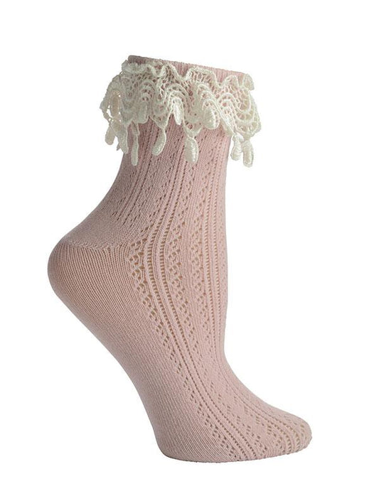 Cottage Lace Socks - Pink 34608 by Victorian Trading Co