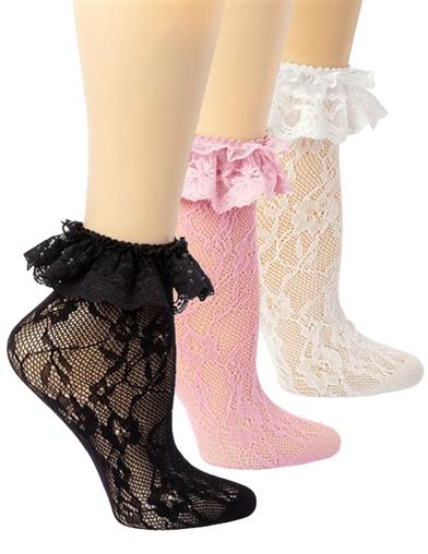 Short And Sweet Ruffled Lace Socks (set Of 3) 34850