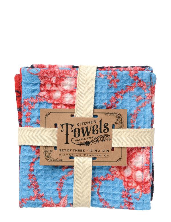 Summer Fruit Toile Waffle Weave Towels (set Of 3) 34861 by Victorian Trading Co